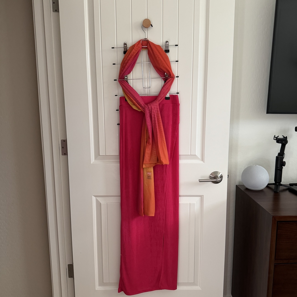 Kendall & Kylie Pink and Orange Halter Skirt Set